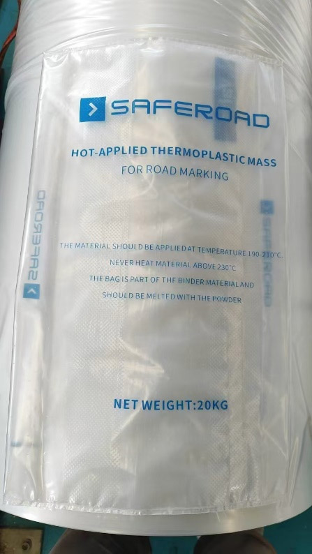 Hot applied thermoplastic mass
