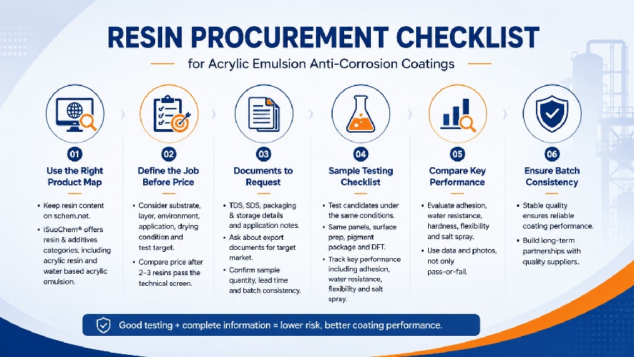 iSuoChem Resin Procurement Checklist for Acrylic Emulsion Anti-Corrosion Coatings